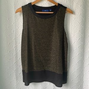 APT. 9 black tank top with gold stripes